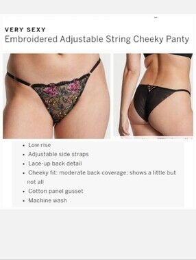 Victoria's secret very sexy embroidered adjustable string bikini panty MEDIUM